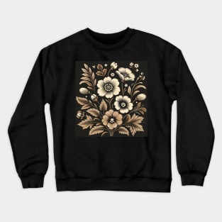 Beige Floral Illustration Crewneck Sweatshirt